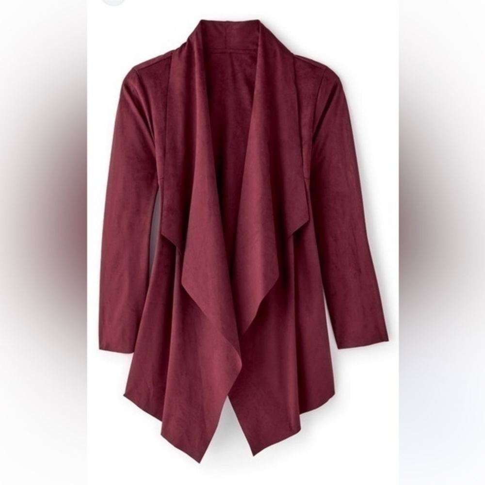 NWOT Soft Surroundings Faux Suede Shape Drape Jacket in Purple Wine Size large